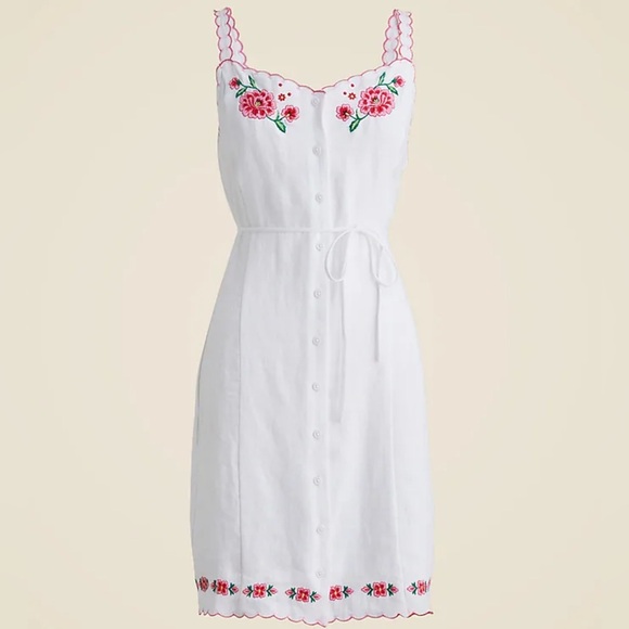 NWT J Crew Embroidered Mini Dress in Linen size 14 - Picture 2 of 5